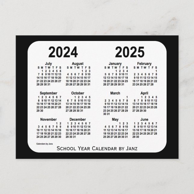 Carte Postale Calendrier de l'école noire et blanche 2024-2025 p (Devant)