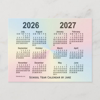 Carte Postale Calendrier de l'école Rainbow Cloud 2026-2027 par