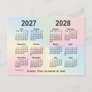 Carte Postale Calendrier de l'école Rainbow Cloud 2027-2028 par