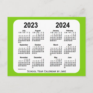Carte Postale Calendrier de l'école verte jaune 2023-2024 par Ja
