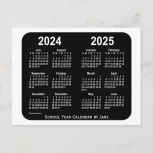 Carte Postale Calendrier de l'école White Neon 2024-2025 par Jan
