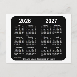 Carte Postale Calendrier de l'école White Neon 2026-2027 par Jan