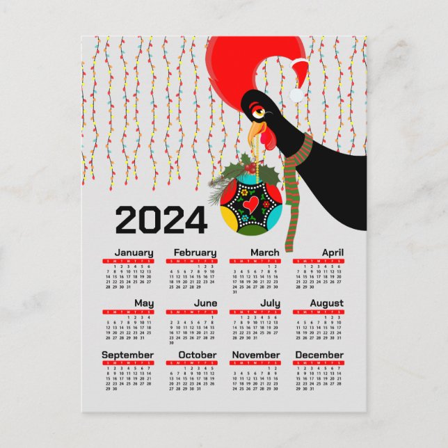Carte Postale Calendrier de Noël 2024 du Rooster portugais (Devant)