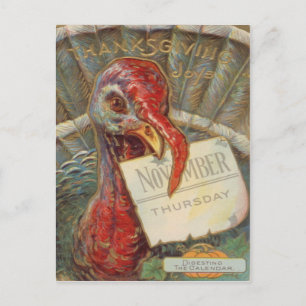 Carte Postale Calendrier de novembre pour manger la dinde