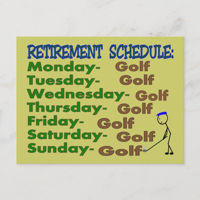 Carte Postale Calendrier de retraite GOLFER (Devant)