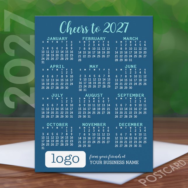 Carte Postale Calendrier de vacances 2027, Logo d'entreprise (2027 Calendar Postcard)