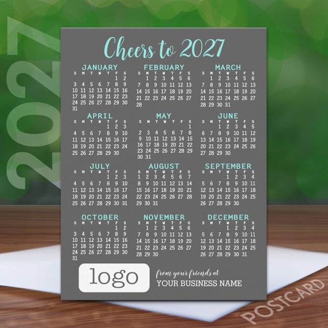 Carte Postale Calendrier de vacances 2027, Logo d'entreprise (2027 Calendar Postcard)