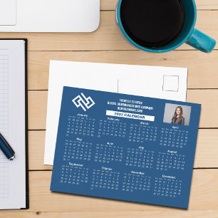 Carte Postale Calendrier d'entreprise personnalisé 2027 Bleu Ent