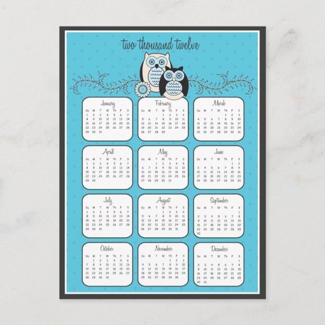 Carte postale Calendrier des Chouettes d'hiver 201 (Devant)