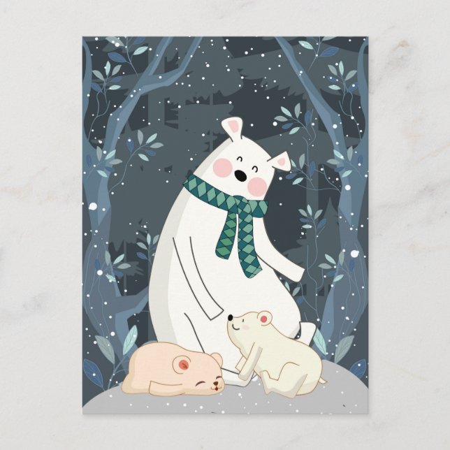 Carte Postale Calendrier des ours polaires mignons (Devant)