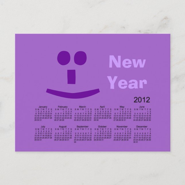 Carte postale Calendrier du Nouvel An 2012 (Devant)