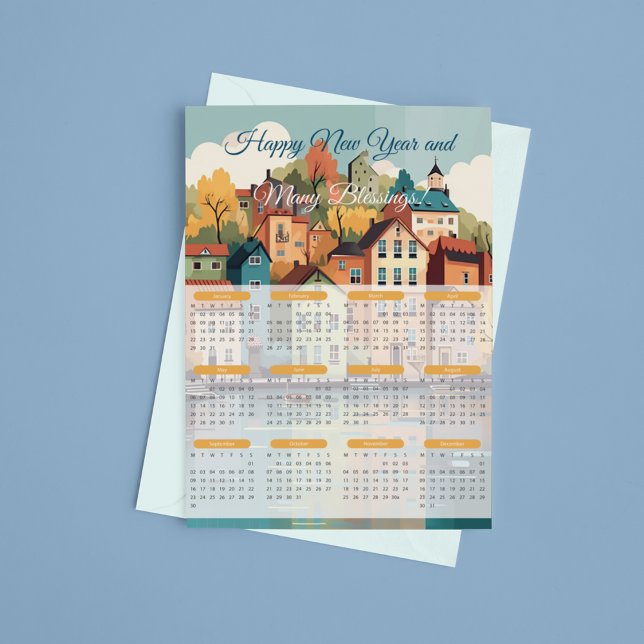 Carte Postale Calendrier du village de charme 2024 (2024 Charming Village Calendar Postcard)