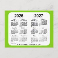 Calendrier École Jaune Vert 2026-2027 par Janz