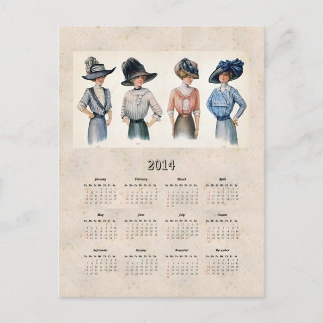 Carte Postale Calendrier Edwardien 2014 (Devant)
