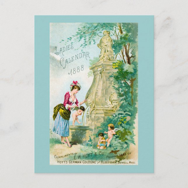 Carte Postale Calendrier féminin vintage 1888 Couverture (Devant)