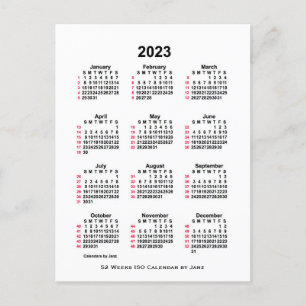 Carte Postale Calendrier ISO 2023 blanc sur 52 semaines par Janz