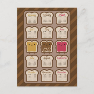 Carte Postale Calendrier Kawaii Bread 2027