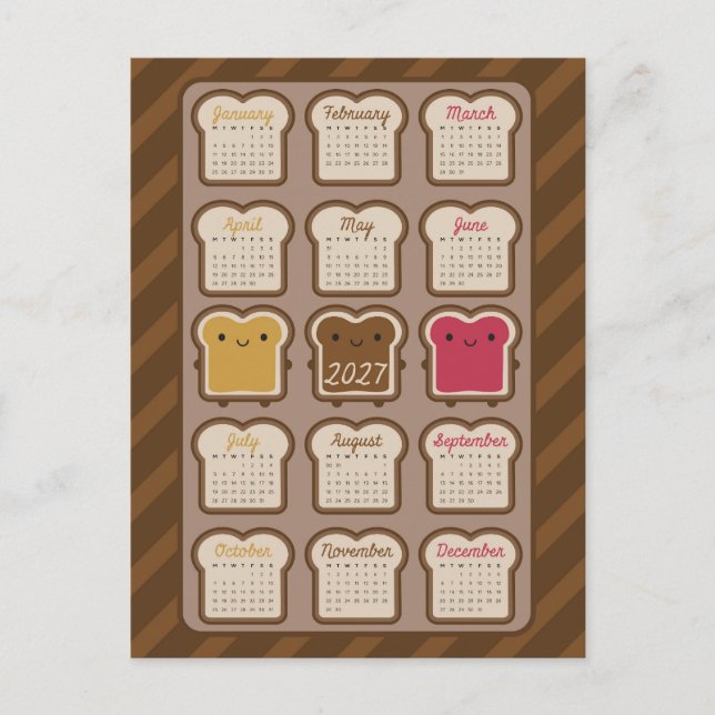 Carte Postale Calendrier Kawaii Bread 2027 (Devant)