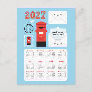 Carte Postale Calendrier Kawaii Happy Mail 2027