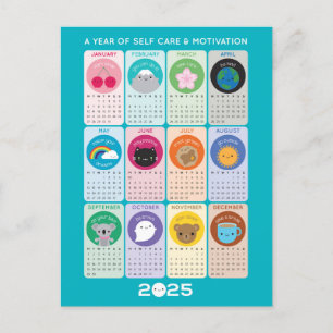 Carte Postale Calendrier Kawaii Motivation & Self Care 2025