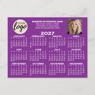 Carte Postale Calendrier - logo, photo, contact professionnel -