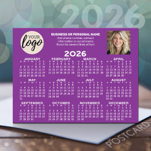 Carte Postale Calendrier - logo, photo, contact professionnel - 