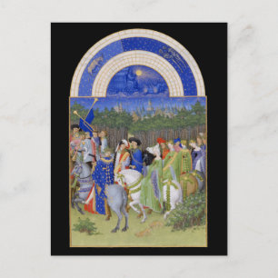 Carte Postale Calendrier médiéval Mai Taurus & Gemini