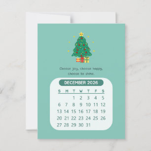 Carte Postale Calendrier mensuel kawaii motivant de décembre 202