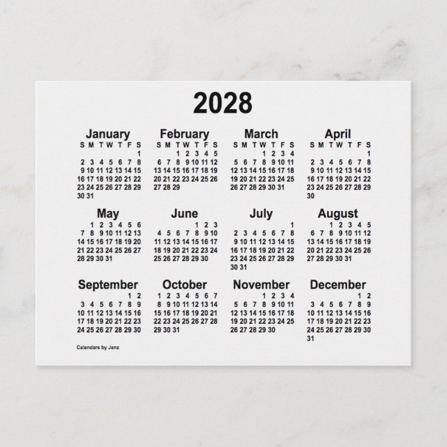 Carte Postale Calendrier mini 2028 Fumée blanche par Janz (Devant)