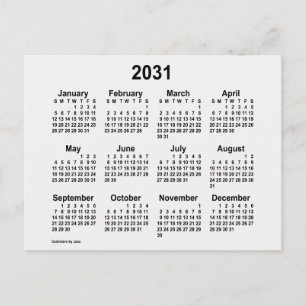 Carte Postale Calendrier mini 2031 White Smoke de Janz