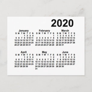 Carte Postale Calendrier mini 6 mois blanc 2020 de Janz