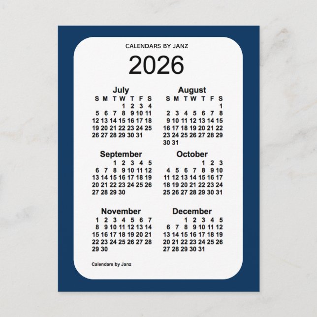 Carte Postale Calendrier Mini 6 Mois Boîte de Police 2026 par Ja (Devant)