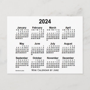 Carte Postale Calendrier Mini Blanc 2024 de Janz
