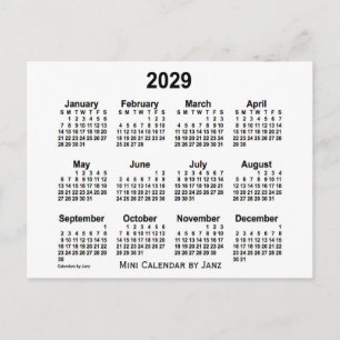 Carte Postale Calendrier Mini Blanc 2029 par Janz