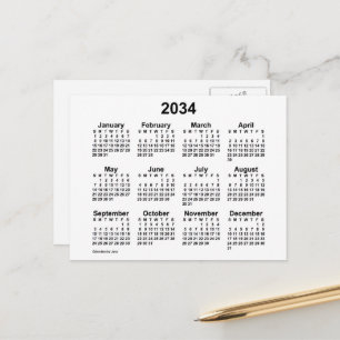 Carte Postale Calendrier Mini Blanc 2034 par Janz