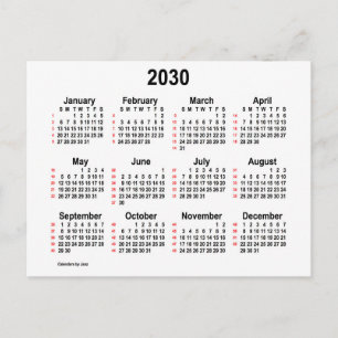 Carte Postale Calendrier mini de 52 semaines blanc 2030 de Janz