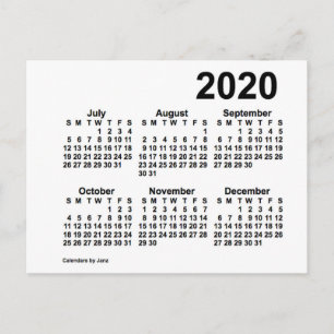Carte Postale Calendrier mini de 6 mois blanc 2020 par Janz