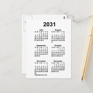 Carte Postale Calendrier mini de 6 mois blanc 2031 de Janz
