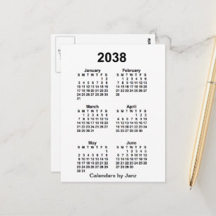 Carte Postale Calendrier mini de 6 mois blanc 2038 par Janz
