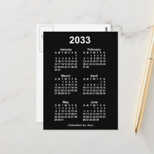 Carte Postale Calendrier Mini de 6 Mois Neon White 2033 par Janz