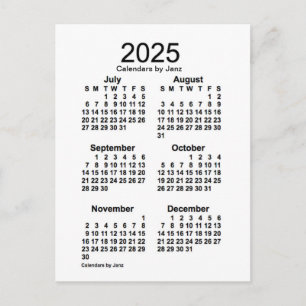 Carte Postale Calendrier mini format 6 mois blanc 2025 de Janz