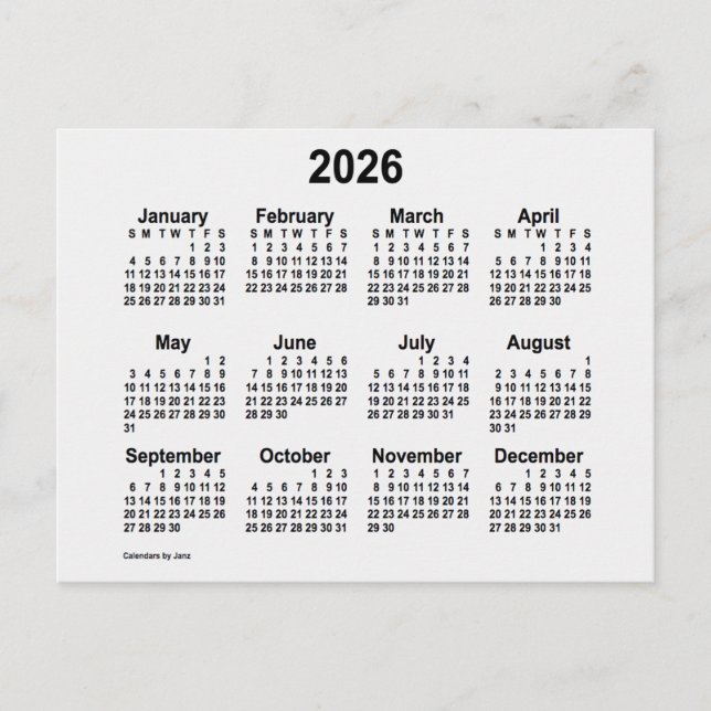 Carte Postale Calendrier Mini Fumée Blanche 2026 de Janz (Devant)