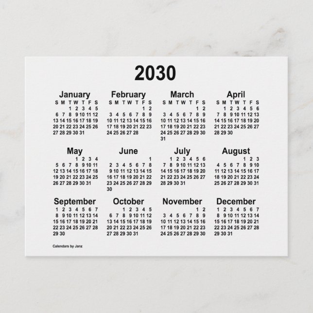 Carte Postale Calendrier Mini Fumée Blanche 2030 de Janz (Devant)