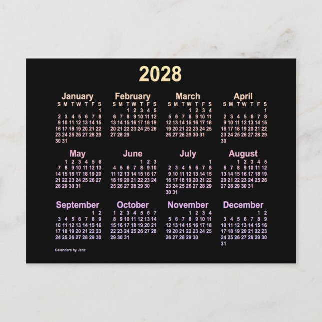 Carte Postale Calendrier Mini Ipanema 2028 Neon de Janz (Devant)