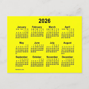 Carte Postale Calendrier Mini Jaune 2026 de Janz