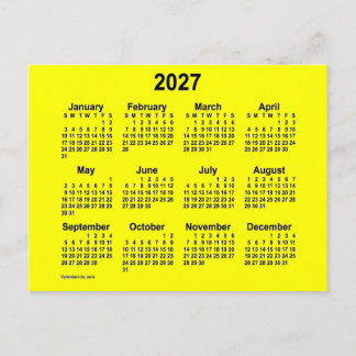 Carte Postale Calendrier Mini Jaune 2027 de Janz