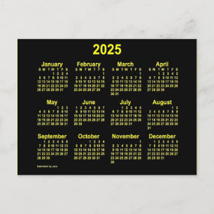 Carte Postale Calendrier Mini Jaune Neon 2025 de Janz
