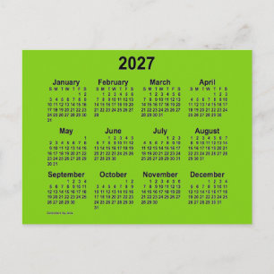 Carte Postale Calendrier Mini Jaune Vert 2027 de Janz
