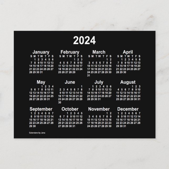 Carte Postale Calendrier mini Neon White 2024 de Janz (Devant)