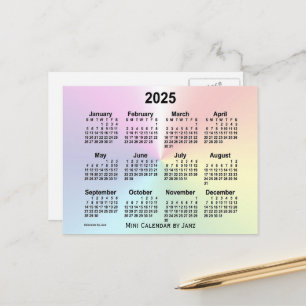 Carte Postale Calendrier Mini Nuage Arc-en-ciel 2025 de Janz